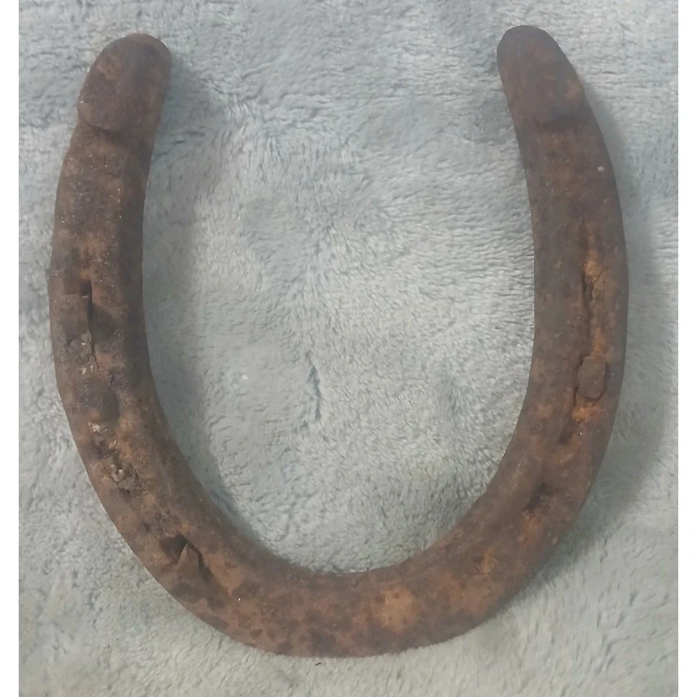 Vintage Rusty Iron Horseshoe with Nails Authentic Farmhouse Good Luck Charm Deco